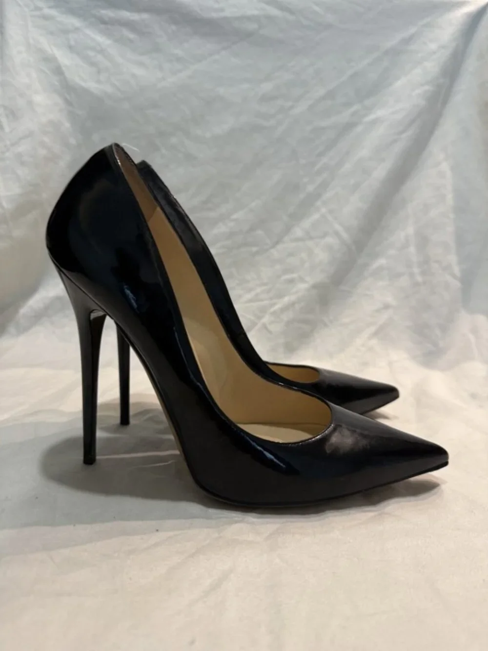Jimmy Choo Anouk 120 Black Patent Pointed Toe Stiletto Pump EU 40 Italy - Picture 2 of 9